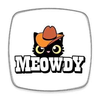 Motif chat avec chapeau de cowboy - Magnet carré - blanc - Devant