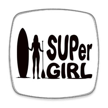 SUPer Fille avec Stand Up Paddle SUP Design - Magnet carré - blanc - Devant