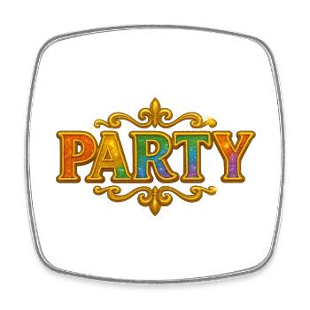 Party | Colorful party design with gold ornaments - Square fridge magnet - white - Front