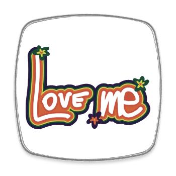 Colorful Love Me design with floral accents - Square fridge magnet - white - Front