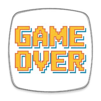 Game Over Retro Pixel Arcade Gamer Spruch - Viereckiger Kühlschrankmagnet - Weiß - Vorne