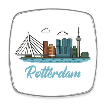 Stadtsilhouette von Rotterdam im Dockland-Stil - Viereckiger Kühlschrankmagnet - Weiß - Vorne