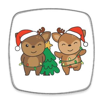 Reh Weihnachten Winter Tiere Rehe - Viereckiger Kühlschrankmagnet - Weiß - Vorne