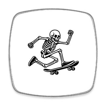 Skateboard skeleton in motion - Square fridge magnet - white - Front