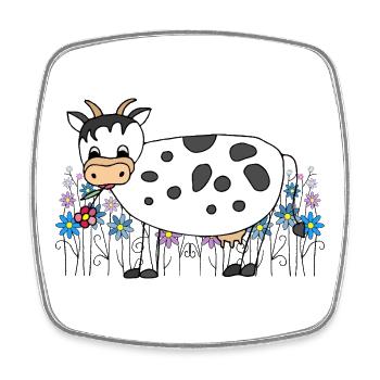 Cow - Square fridge magnet - white - Front
