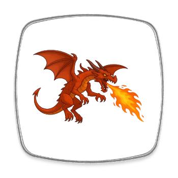 Fire Breathing Dragon - Illustration - Square fridge magnet - white - Front