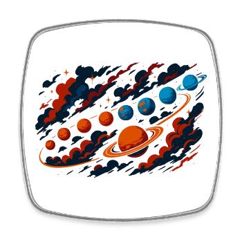 Planètes Système solaire Univers Fun Astronomique - Magnet carré - blanc - Devant