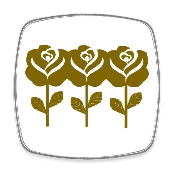 Graphic Golden Roses Pattern - Square fridge magnet - white - Front
