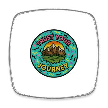 Motif de montagne aventureux avec citation - Magnet carré - blanc - Devant