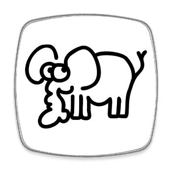 Kleiner Elefant – süßes Safari Comic Tier-Motiv - Viereckiger Kühlschrankmagnet - Weiß - Vorne