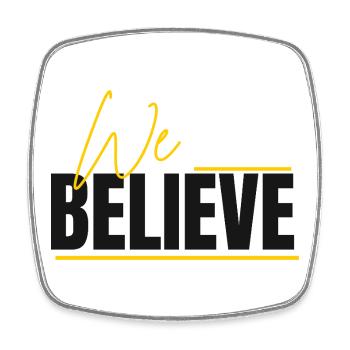 We Believe Schriftzug - Viereckiger Kühlschrankmagnet - Weiß - Vorne