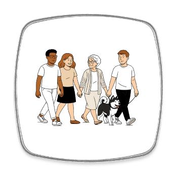 Mamie Karin en famille - Magnet carré - blanc - Devant