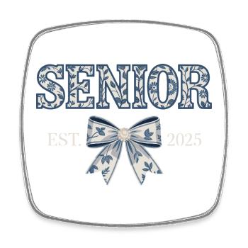 Senior Est 2025 Floral Bow Graduating Class - Square fridge magnet - white - Front