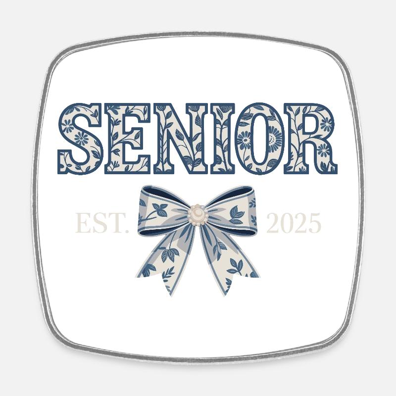 Senior Est 2025 Floral Bow Graduating Class - Square fridge magnet - white