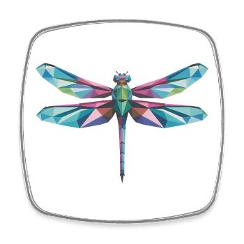 Dragonfly - Cooles Low-Poly-Logo - Viereckiger Kühlschrankmagnet - Weiß - Vorne