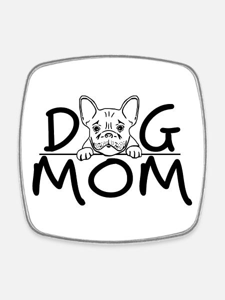 Maman de chien | Dessin d’art de lignes Bulldog mignon - Magnet carré - blanc