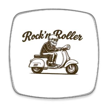 Rockn Roller - Viereckiger Kühlschrankmagnet - Weiß - Vorne