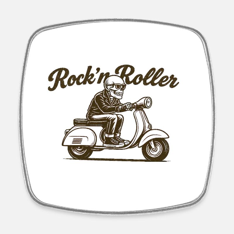 Rockn Roller - Viereckiger Kühlschrankmagnet - Weiß