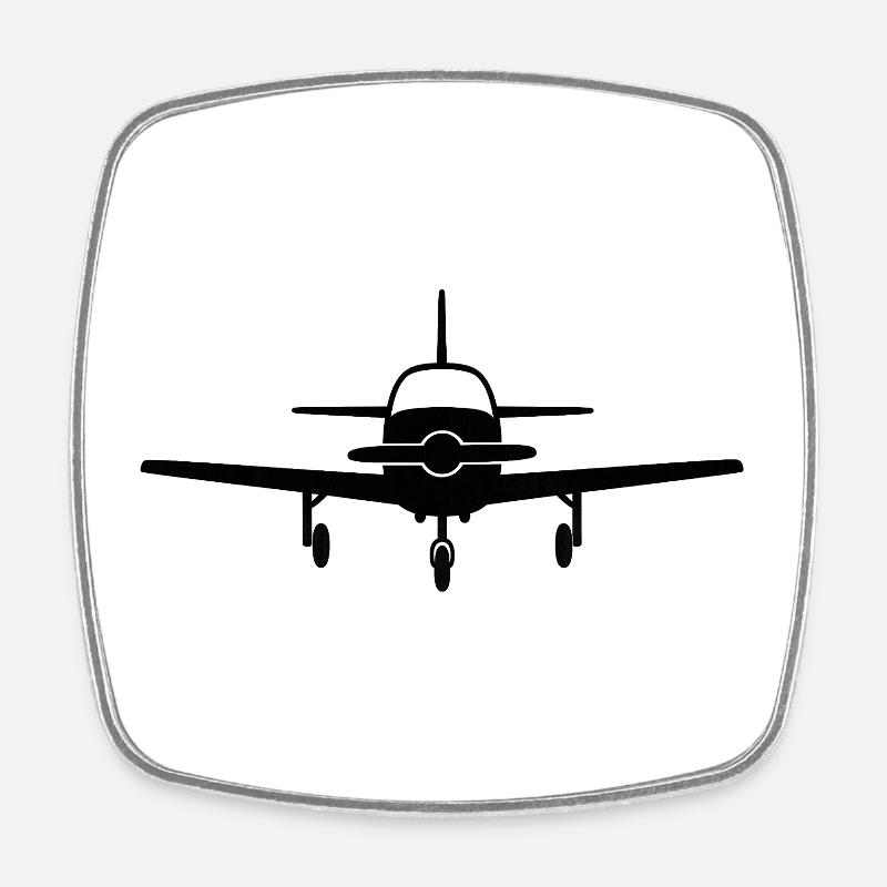 Silhouette d’avion frontal - Magnet carré - blanc