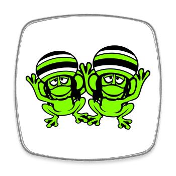 2 Frogs Reggae Music Rasta Hair Hat Jamaica - Square fridge magnet - white - Front