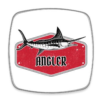 Angler Fish USA Design Rot - Viereckiger Kühlschrankmagnet - Weiß - Vorne