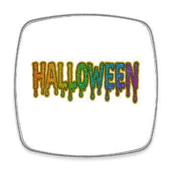 Regenbogen Tropfen Halloween Schrift - Viereckiger Kühlschrankmagnet - Weiß - Vorne
