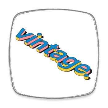 Vintage Retro 3D Typography Design - Viereckiger Kühlschrankmagnet - Weiß - Vorne