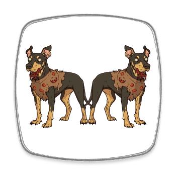 Dobermann Hund Halloween Team Lustig - Viereckiger Kühlschrankmagnet - Weiß - Vorne