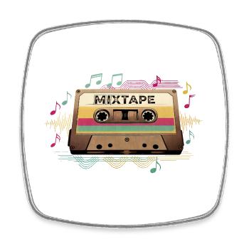 Retro Mixtape NeonNotes - Viereckiger Kühlschrankmagnet - Weiß - Vorne