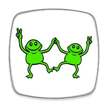 2 Frösche tanzen Peace Zeichen Victory Hand Team - Viereckiger Kühlschrankmagnet - Weiß - Vorne