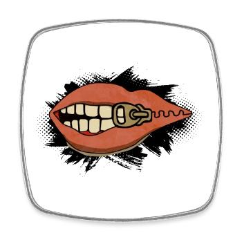 shut up - Viereckiger Kühlschrankmagnet - Weiß - Vorne