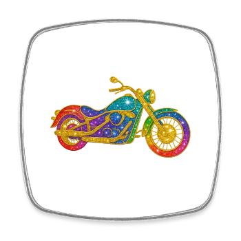 Glitzerndes Regenbogenmotorrad - Viereckiger Kühlschrankmagnet - Weiß - Vorne