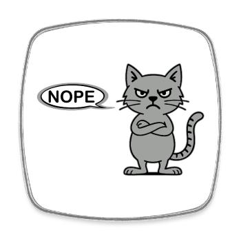 Nope – Lustige grimmige Katze, not today - Viereckiger Kühlschrankmagnet - Weiß - Vorne