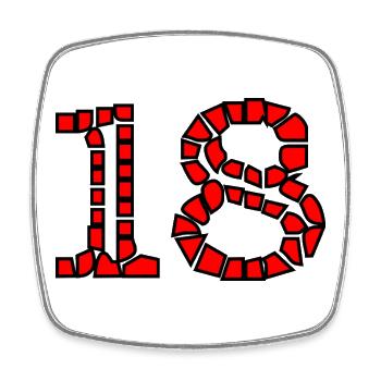 18. 18 YEARS OLD. 18th ANNIVERSARY. 18 BIRTHDAY. - Square fridge magnet - white - Front