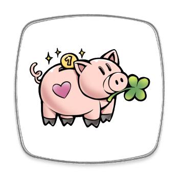 Süßes Sparschwein - Viereckiger Kühlschrankmagnet - Weiß - Vorne