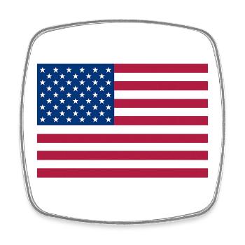 Drapeau Americain Rouge Foncé - Magnet carré - blanc - Devant