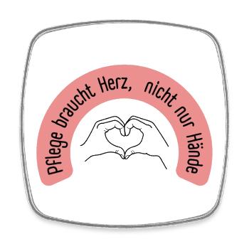 Pflege braucht Herz, nicht nur Hände - Viereckiger Kühlschrankmagnet - Weiß - Vorne