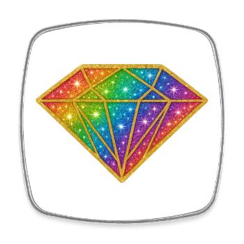 Rainbow Diamond Glitter - Square fridge magnet - white - Front
