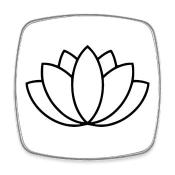 Fleur de lotus dessin au trait - Magnet carré - blanc - Devant