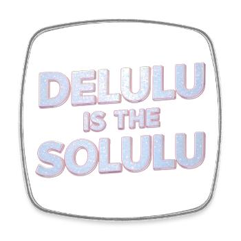 Delulu Is The Solulu 3D Silber Typografie - Viereckiger Kühlschrankmagnet - Weiß - Vorne