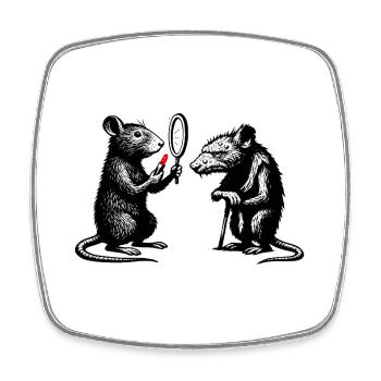 Rat Noir Mirror Duel - Square fridge magnet - white - Front