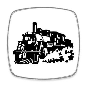 steam locomotive - Square fridge magnet - white - Front