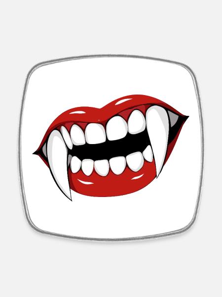 Vampire Lips Pop Art Halloween Party - Magnet carré - blanc