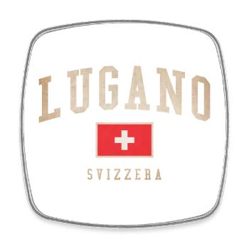 Lugano Swiss Flag Emblem - Square fridge magnet - white - Front