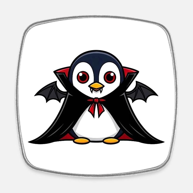 Mignon Halloween Pingouin Vampire Dessin animé Chibi - Magnet carré - blanc
