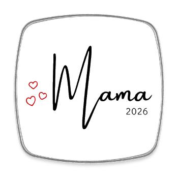 Mama 2026 Eltern Baby News Verkündung Schwanger - Viereckiger Kühlschrankmagnet - Weiß - Vorne