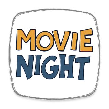 Movie Night Colorful Typographic Drawing - Square fridge magnet - white - Front