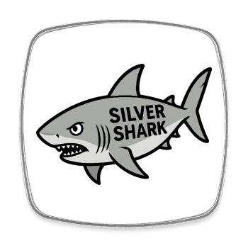 Cartoon Silver Shark Text Hai Fisch böse Meer - Viereckiger Kühlschrankmagnet - Weiß - Vorne