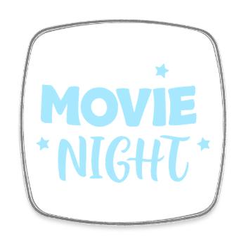 Movie Night Pastel Blue Stars - Square fridge magnet - white - Front