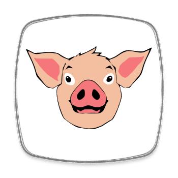 Cadeau T-shirt tête de cochon - Magnet carré - blanc - Devant